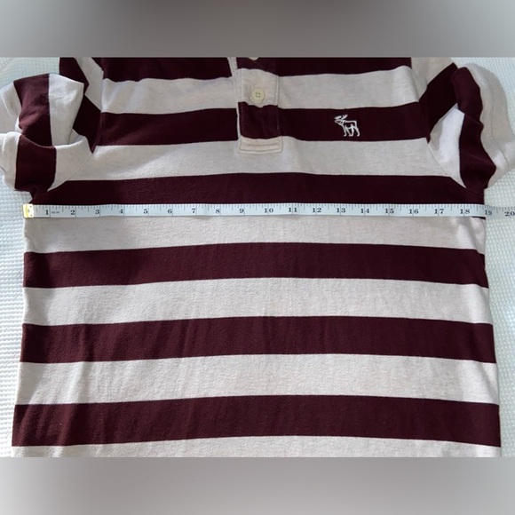 2/40$ Men’s ABERCROMBIE&FITCH muscle fit striped brown and beige Polo sz medium - Picture 7 of 9